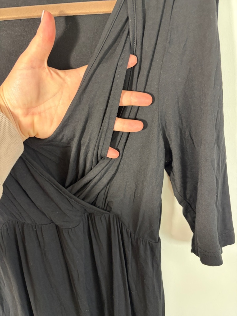 Latched Mama Black Wrap-Front Midi Dress - M - Picture 6 of 6